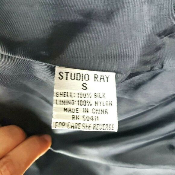 Vintage 80s 90s Black Red Studio Art Print Silk Track Jacket Windbreaker Sz S - Picture 9 of 9